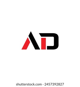 Logotipo de anuncio. Un diseño en D. Letra blanca AD. AD, diseño del logotipo de la letra D. Logo del monograma de la letra inicial AD vinculada al círculo en mayúscula. Un diseño de Vector de logotipo de letra D.