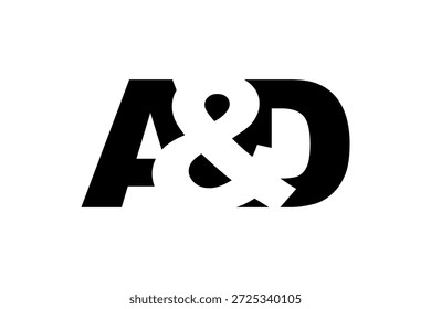 Diseño de logo AD en estilo atrevido. Símbolo de identidad blanco y negro. Emblema de tipografía moderna. Icono de marca Corporativa. Mínima Plantilla de negocio.
