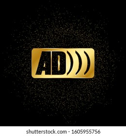 Ad logo gold, icon. Vector illustration of golden particle