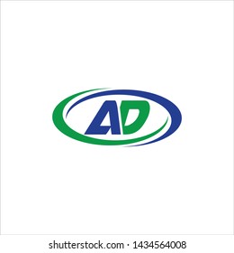 AD Logo. Letter Design Vector with Green and Blue Colors.