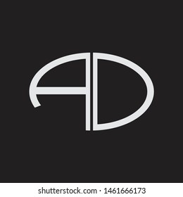AD Logo letter oval monogram design template with black and white colors