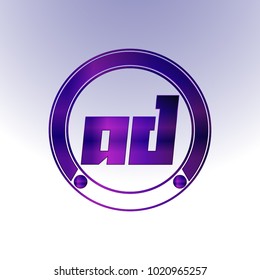 AD Logo, Metal Logo, purple Logo, Monogram