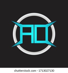 Monograma de logotipo de AD con plantilla de diseño de forma circular y de cuatro ejes