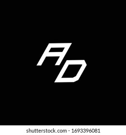 Monograma del logotipo de AD con plantilla de diseño moderno de estilo inferior aislado en fondo negro