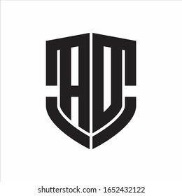 Monograma de logotipo AD con diseño de forma de escudo de emblema aislado en fondo blanco