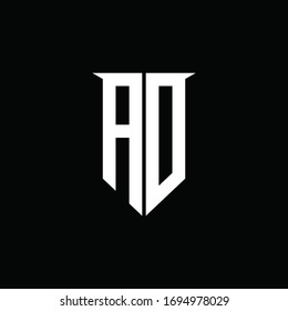 AD logo monogram with emblem shield style design template
