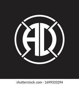 AD Logo monogram with four part circle slash rounded design template