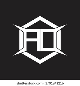 Monograma de logotipo de AD con modelo hexagonal y de cuatro ejes