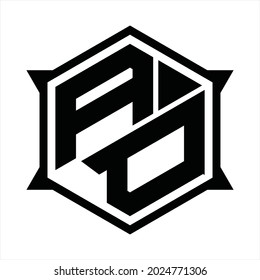 AD Logo monogram with hexagon and sharp shape design template