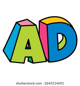 AD logo playful colorful vector isolated on white background