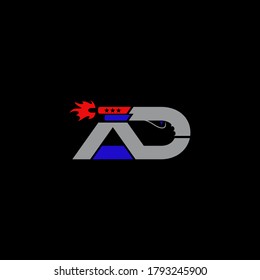 AD logo with shotguns design vector