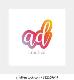 AD logo, vector. Useful as brand symbol, app icon, alphabet element, clip-art.