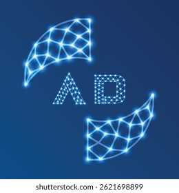 Diseño de Vector de logotipo de letra poli baja AD. Diseño de icono de poli inferior de AD