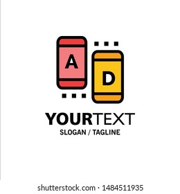 Ad, Marketing, Online, Tablet Business Logo Template. Flat Color. Vector Icon Template background