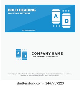 Ad, Marketing, Online, Tablet SOlid Icon Website Banner and Business Logo Template