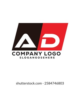 AD Modern Business Logo Design in Red and Black, AD Professional Company Branding Logo for Marketing and Identity, Creative AD Letter Corporate Logo with Bold Design