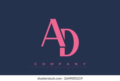 AD Modern Initials Logo Design. Branding logo with stylized initials showcasing bold design and modern aesthetic. Ideal for professional business branding or creative projects focusing on minimalistic