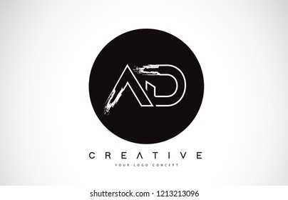 AD Modern Leter Logo Design with Black and White Monogram. Creative Letter Logo Brush Monogram Vector Design.