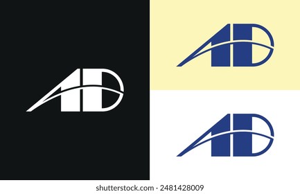 AD Modern Letter Logo Design with Creative Trendy Typography.
