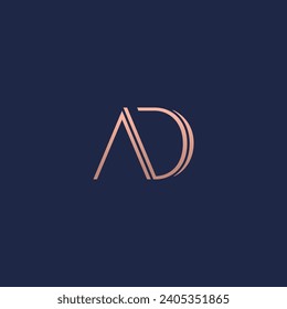 AD monogram fashion logo with inline accent and gold color