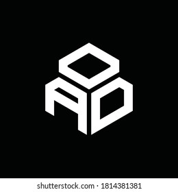 AD monogram logo with 3 cube style design template isolated on black background