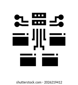 Ad-Network-Glyphe-Symbol-Vektorgrafik. Netzwerkzeichen anzeigen. isoliertes Kontursymbol