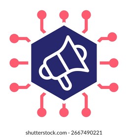 Ilustración vectorial de estilo de relleno de color de icono de red de anuncio
