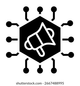 Ilustración vectorial de estilo de glifo de icono de red de anuncios