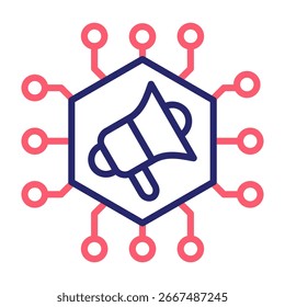 Ilustración vectorial de estilo de color de línea de icono de red de anuncio