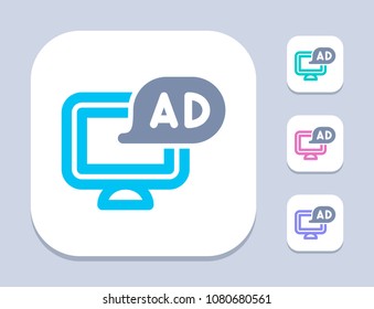 Ad On Computer - Bright Icons. A professional, pixel-aligned icon.