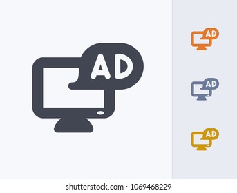 Ad On Computer - Glyph Icons. A professional, pixel-aligned icon.