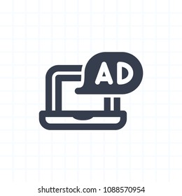 Ad On Laptop - Cropped Icons. A professional, pixel-aligned icon.