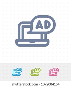 Ad On Laptop - Zap Icons. A professional, pixel-aligned icon.