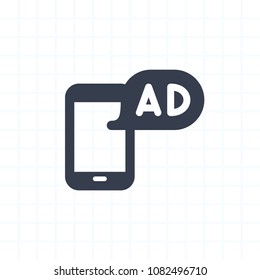 Ad On Phone - Cutout Icons. A professional, pixel-aligned icon.