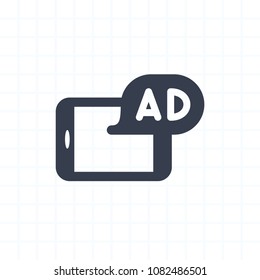 Ad On Tablet - Cutout Icons. A professional, pixel-aligned icon.