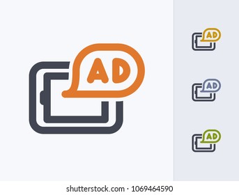 Ad On Tablet - Outline Duo Icons. A professional, pixel-aligned icon.