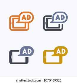 Ad On Tablet - Outline & Glyph Icons. A professional, pixel-aligned icon.