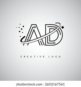 AD Orbit Monogram Logo – Futuristic Minimal Letter mark with Circular Line Art, Tech-Inspired Dots and Space Motion Concept for Modern Branding Identity