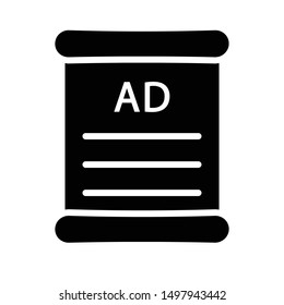 ad paper glyph flat vector icon
