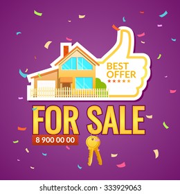 The Ad Poster. Sale Of Real Estate. Vector Illustration.