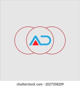 AD red and sky blue color logo. Alphabet letters Initials Monogram logo AD, DA, A and D. Eddie's modern  logo is painted in red an sky blue logo.