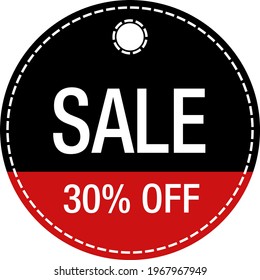 An ad with a red tag for an advertising campaign.  Discount offer price label, 50% off discount sticker, Vector illustration.