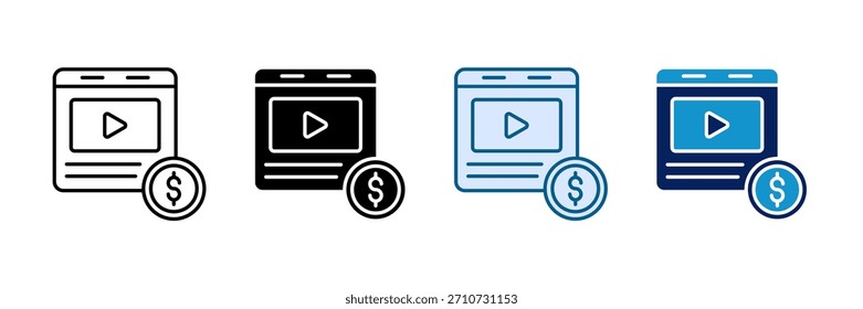 Conjunto de iconos de ingresos de anuncios Colección de estilos múltiples