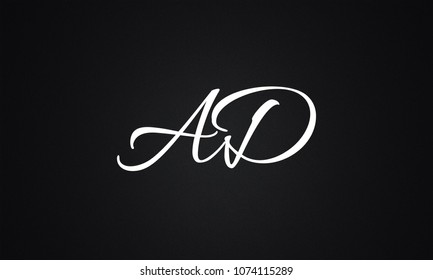 AD Script Letter Logo Design Template Vector