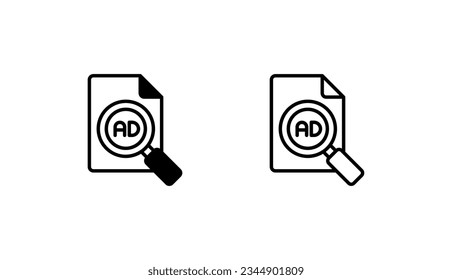 AD Search icon design with white background stock illustration