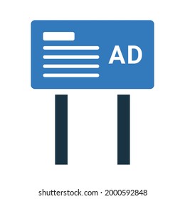 Ad, sign, Plakatwände Symbol. Einfaches bearbeitbares Vektordesign einzeln auf weißem Hintergrund.