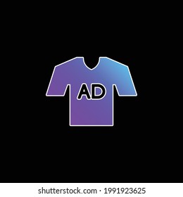 icono del vector de gradiente azul de la camiseta de AD T