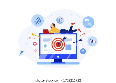 Ad Targeting Concept. Online Marketing Vector Illustration.