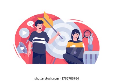 Ad Targeting illustration. Vector concept for web banner, business presentation, advertising material.