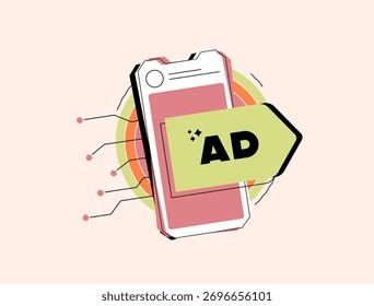 Ad targeting precision enhances mobile advertising ROI with AI-driven audience segmentation, real-time bidding optimization. Personalized marketing campaign delivery for superior. 3D Illustration